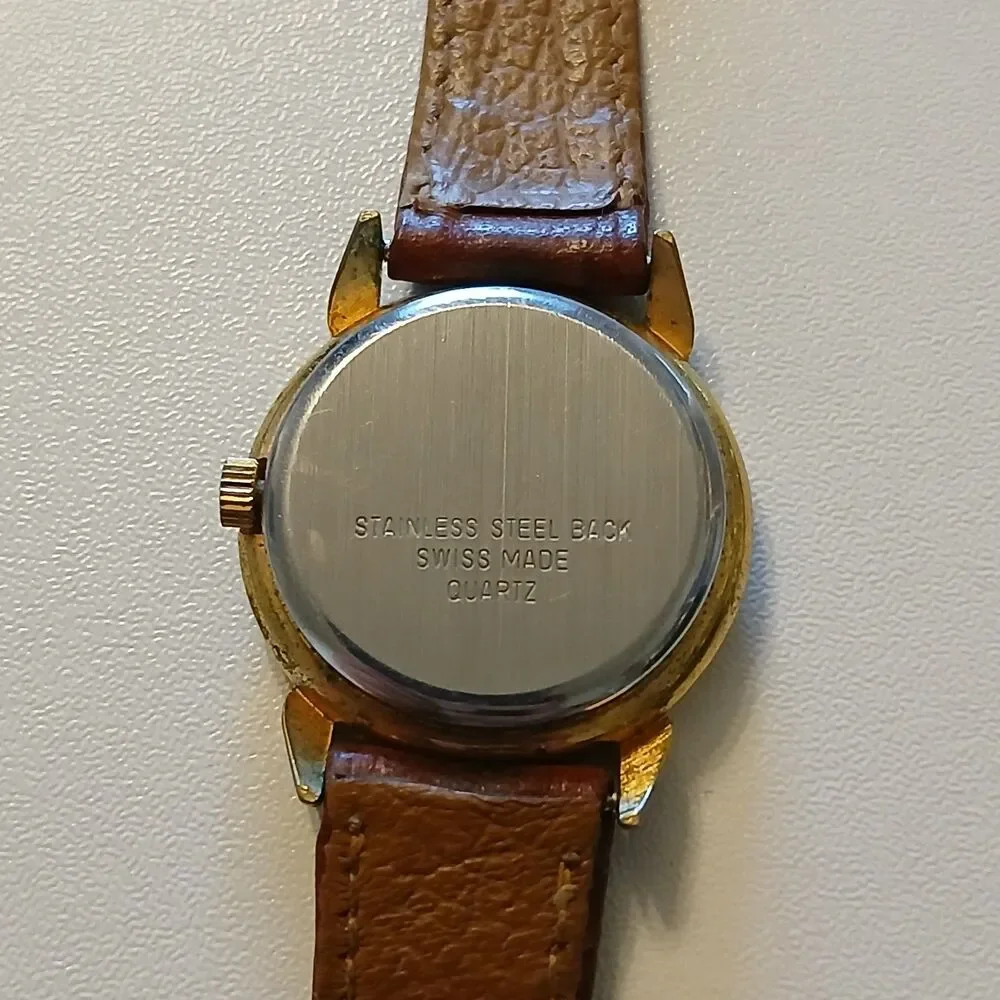 Parts/Repair Vintage 90s Orion Swiss Quartz Moon Phase Watch Leather Strap 26mm